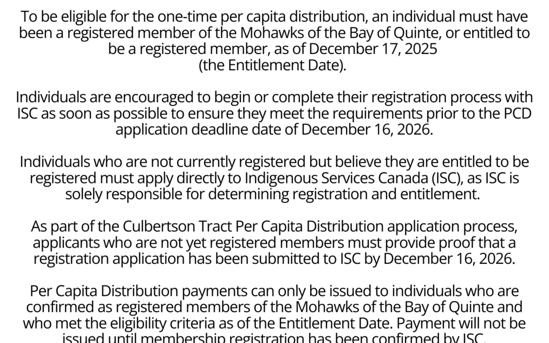 Culbertson Tract Per Capita Distribution Update