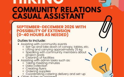 WE’RE HIRING: Casual Community Relations Assistant
