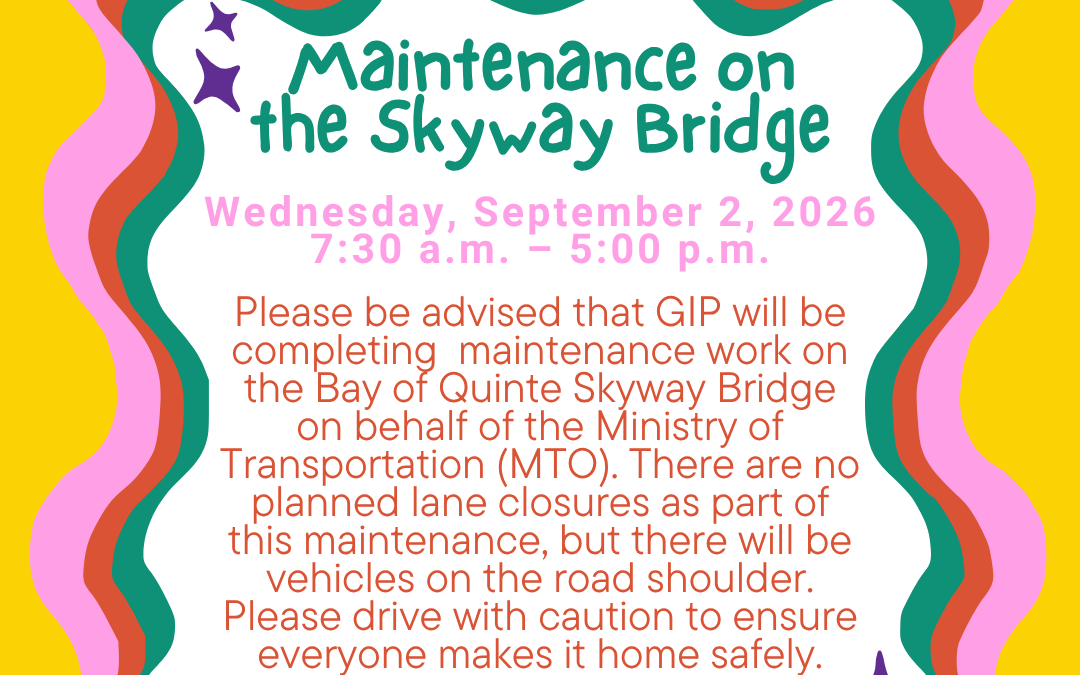 Upcoming Maintenance on the Bay of Quinte Skyway Bridge