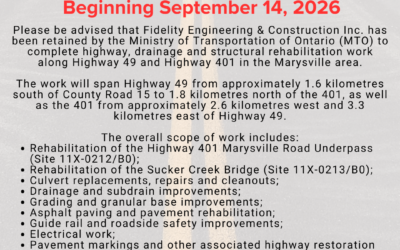 Upcoming Construction: Highways 401 and 49